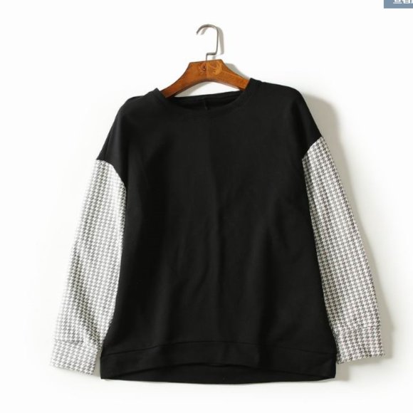 Set of Black and Houndstooth Pattern Sweat Top - with Free Gift - Picture 2 of 6